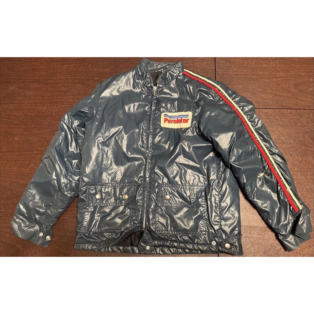 Vintage, The Great Lakes Jacket, Purolator Satin Blue Racing Jacket, Adult Med